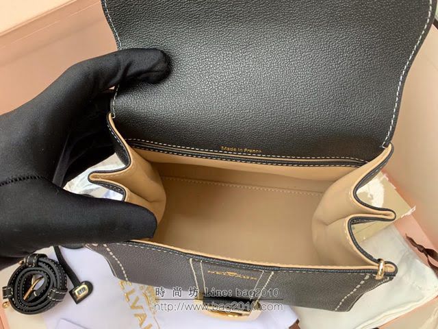 DELVAUX女包 Brillant系列手袋 手縫版黑色MM中號 德爾沃女手提包 女手拎包 Delvaux單肩斜挎包 DF0028手縫黑色  fcs1379